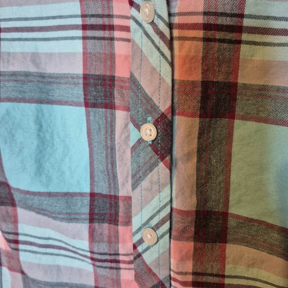 Talbots Teal and Pink Plaid Button Down Shirt - Picture 6 of 6